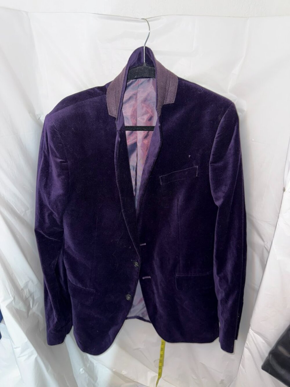 J. Ferrar Mens 42L Slim Fit Purple Velvet Blazer Suit Jacket - Picture 2 of 5